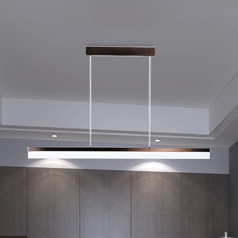 Black/White/Brown Linear Pendant Lighting Minimalist Metal LED Hanging Light in Warm/White/Natural, 31.5"/39"/47" Wide