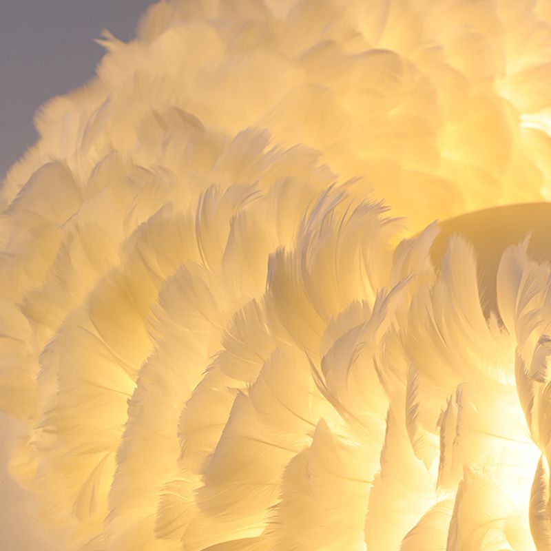 Minimalist Round Pendant Lighting Fixture Feather Bedroom Ceiling Pendant Light