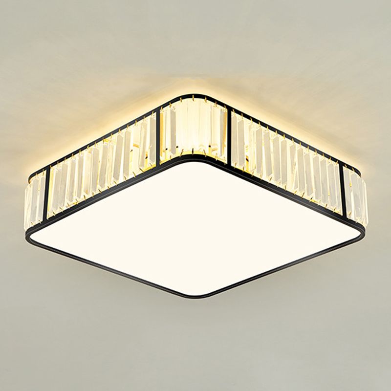 3/4-Light Golden/Black Flush Mount Lighting Crystal LED Ceiling Light for Bedroom