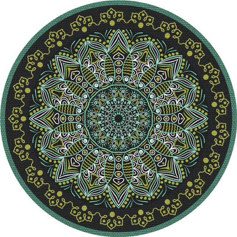 Moroccan Living Room Rug Multi-Color Flower Rug Polyester Machine Washable Stain Resistant Non-Slip Backing Area Carpet