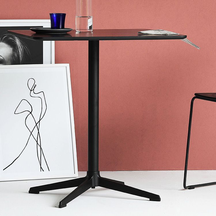 Industrial Wood Dining Table Pedestal Dining Table with Metal Base for Home Use