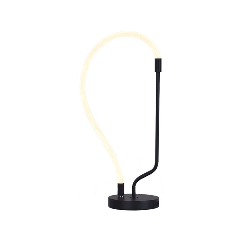 LED Bedside Desk Lighting Modernist Black Nightstand Light with Gooseneck Plastic Shade