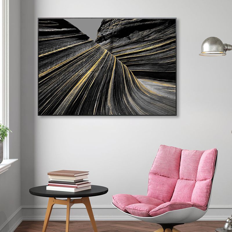 Photographic Print Modern Canvas Art with Close-Up Mountain Ridge Scenery, Dark Color