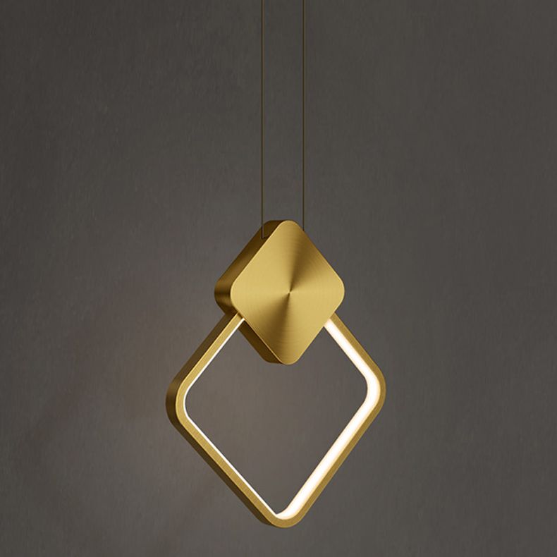 Geometric Metal Suspended Lighting Fixture 1 Light Pendant Lighting Fixture in Gold