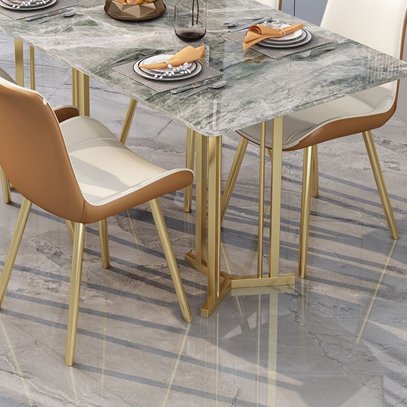 Luxury 1/2/5 Pieces Dining Set Sintered Stone Top Dining Table with Leather Chairs