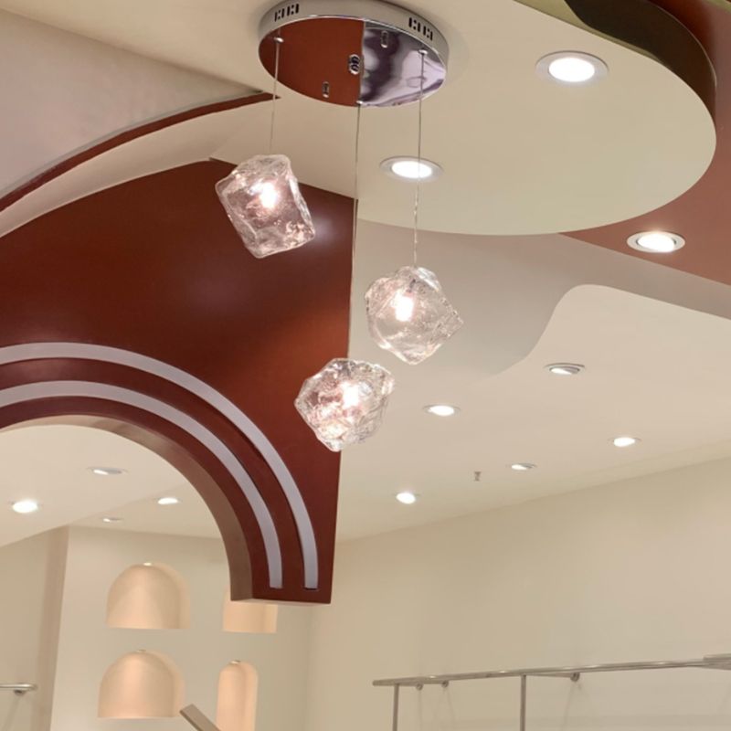 Multi Lights Geometric Cluster Pendant Light Modern Style Glass Down Lighting