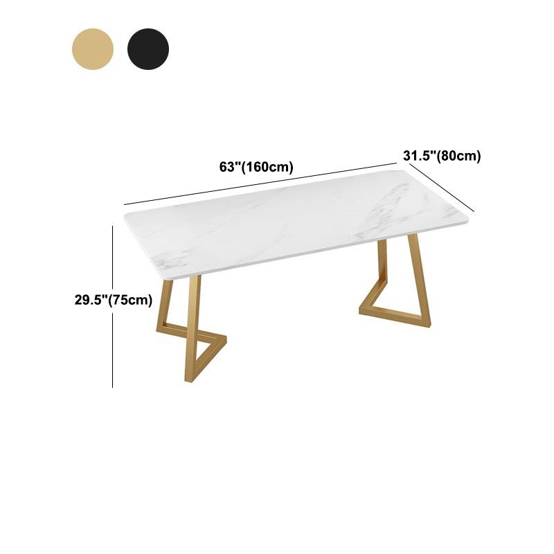 Stone Top Table Modern Rectangle Dining Table with Sled Base