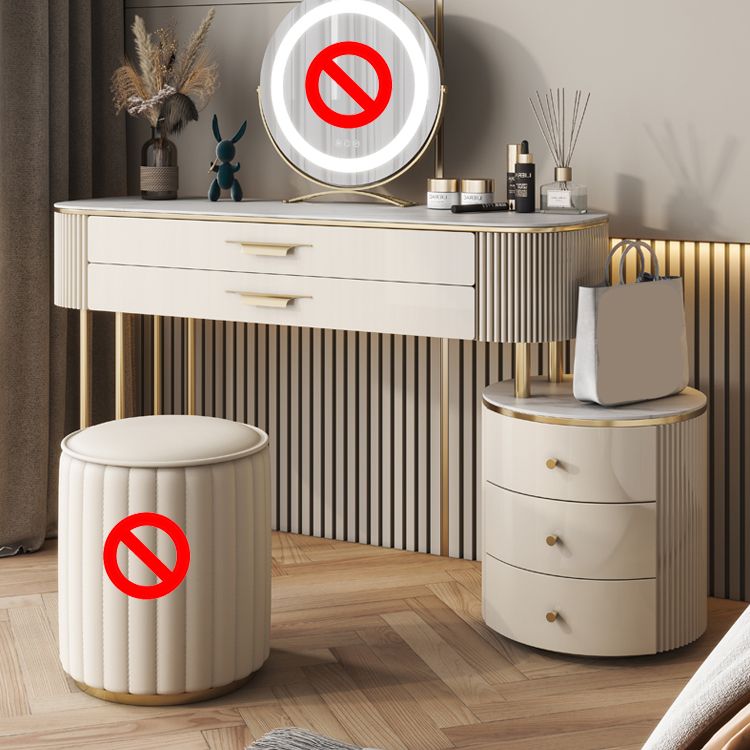 Stone Top Makeup Vanity Metal and Engineered Wood Dressing Table