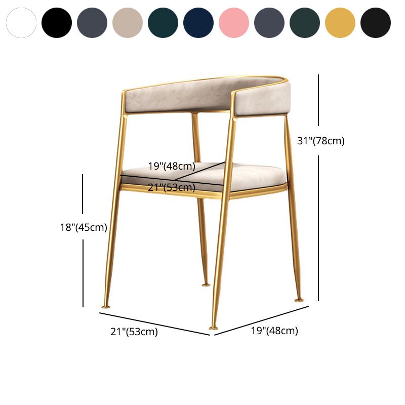 Glam Gold Metal Arm Chair Open Back Dining Side Chair with Upholstered