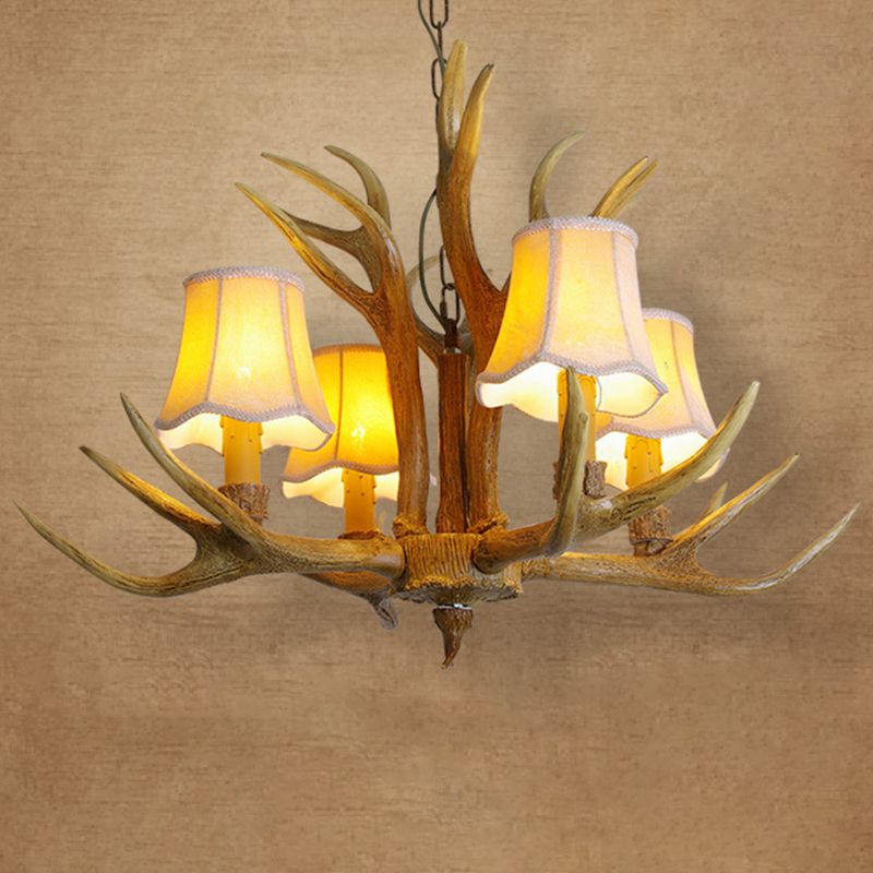 Classic Deer Horn Chandelier Pendant Light Resin Hanging Lighting for Living Room