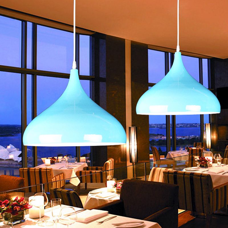 Macaroon Metal Hanging Light, Nordic Teardrop 1-Light Pendant Lighting for Indoor