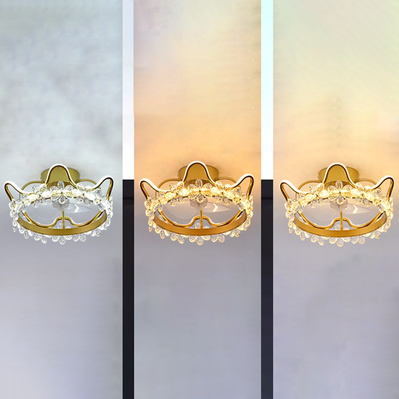 2 Light Ceiling Fan Lighting Modern Style Metal Ceiling Fan Light for Children's Room