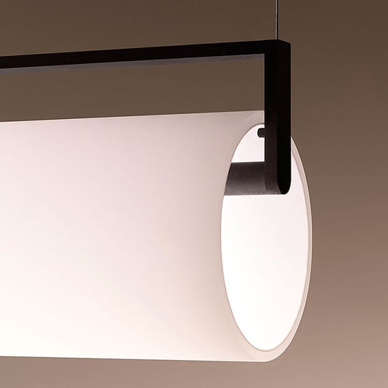Cylindrical Shape Metal Island Chandelier Modern Style 1 Light Island Ceiling Light