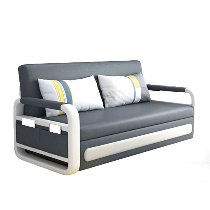 Gray Faux leather Sofa Bed 33.46" Wide Square Arm Sleeper Sofa