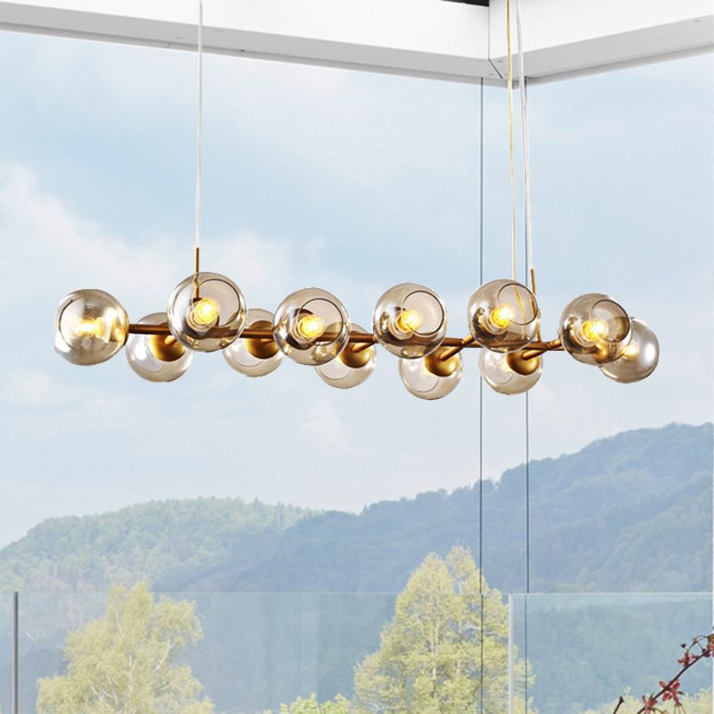 Radialer Kronleuchter leichter Post modernes Glas 8/12 Lichter Schwarz/Gold Deckenhängung Lampe