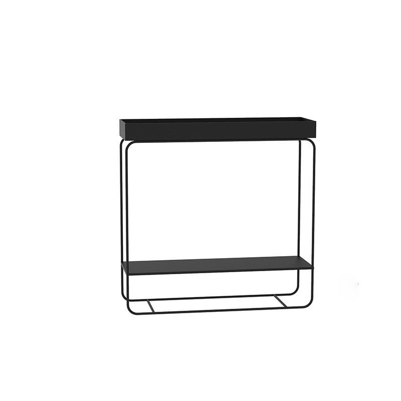 Rectangle Tray Top Side Table 31.5" Tall Iron Frame End Table with Shelf