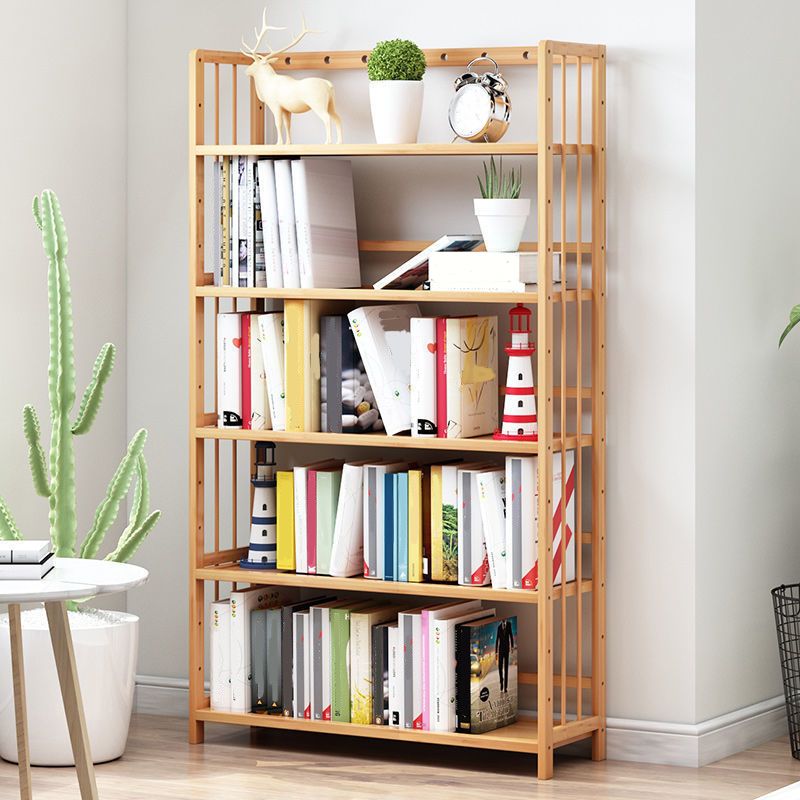 Modern Natural Book Shelf Bamboo Open Back Shelf Bookcase for Home