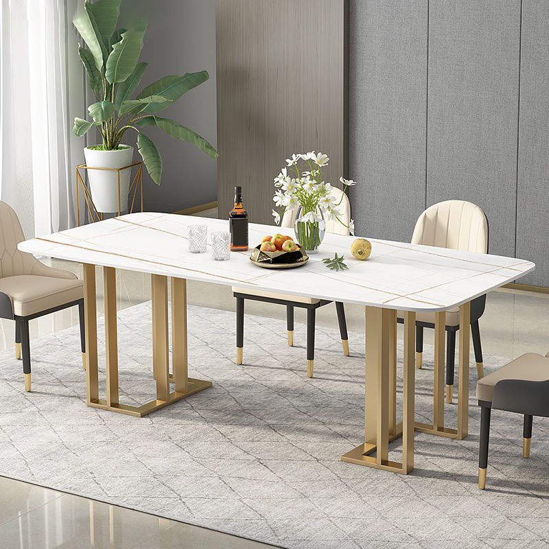 Glam 1/2/4/5/6 Pieces Dining Set Rectangle Stone Dining Table for Dining Room