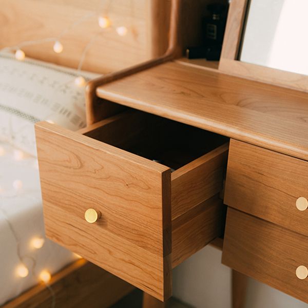 48.03" Height Wood Vanity Makeup Table Vanity Stool with Drawer for Bedroom