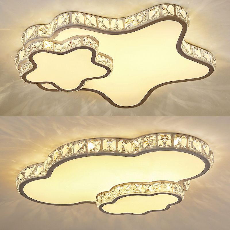Cristallo Geometrico LED Flush Mount in stile moderno di lusso soffitto in acciaio inossidabile per camera da letto
