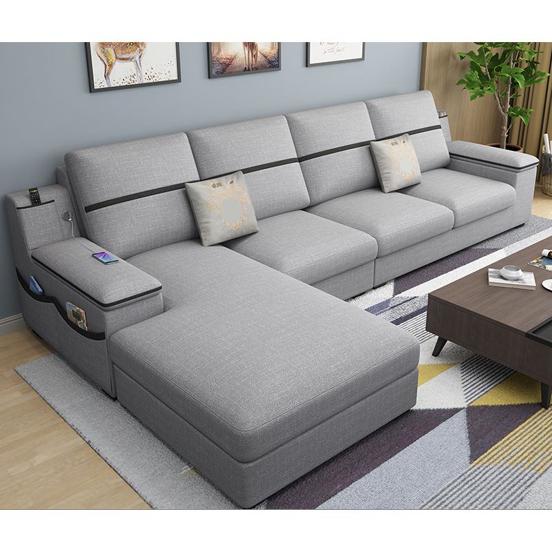 4-seat Cushion Back Sofa 109"L x 65"W x 35.5"H Recessed Arm Sectional with Storage