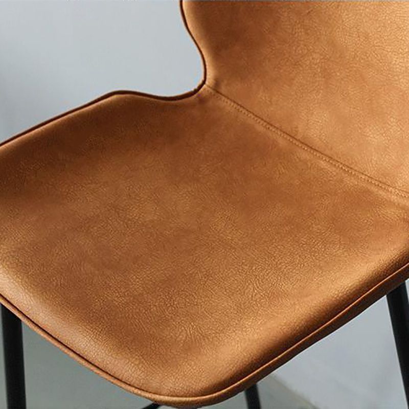 Contemporary Faux Leather Counter Stool Low Back Stool with Black Frame