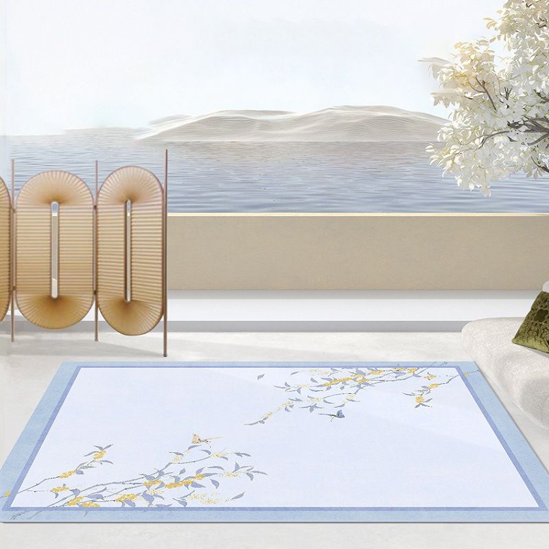 Apricot Modern Carpet Polyester Flower Area Carpet Stain Resistant Carpet for Living Room