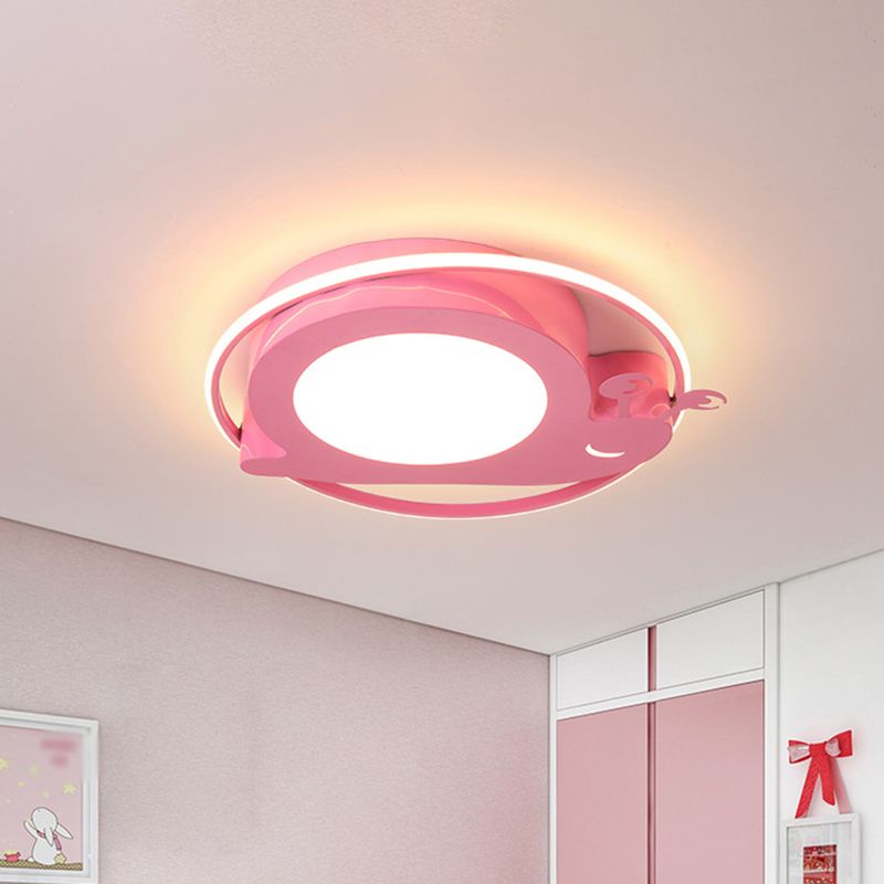 Acrylic Cartoon Bee Ceiling Light Modernism LED Flush Mount Lamp in Pink for Nursery, Warm/White Light