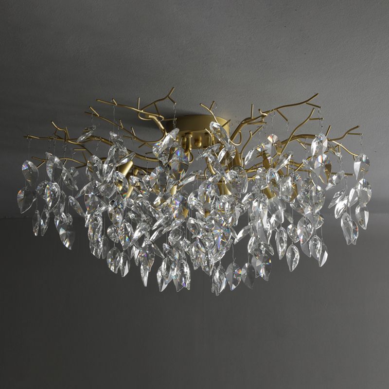 Modern Simple Crystal Ceiling Light Geometry Shape Ceiling Lamp for Bedroom