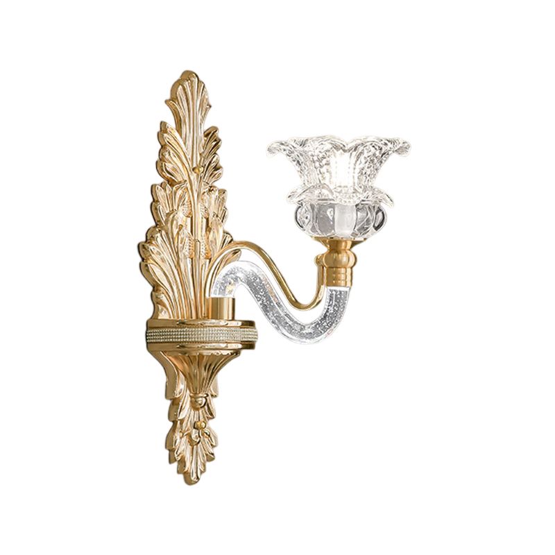 Golden 1/2-Light Modern Wall Mounted Sconce LED Crystal Wall Light