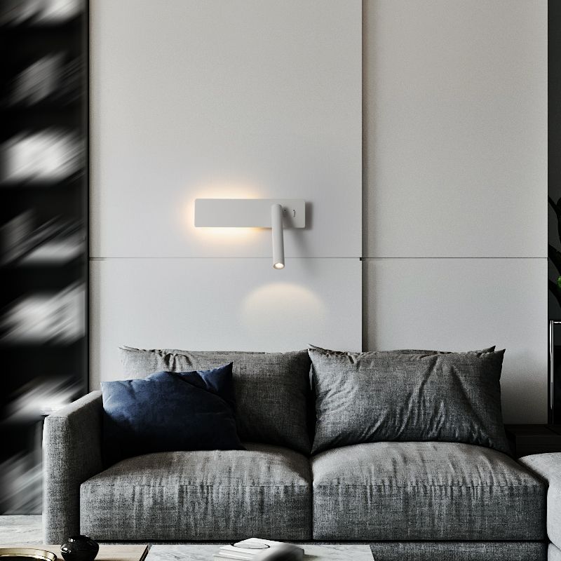 Modern Aluminum Wall Light Rectangle 2 Lights Reading Wall Sconce for Bedroom