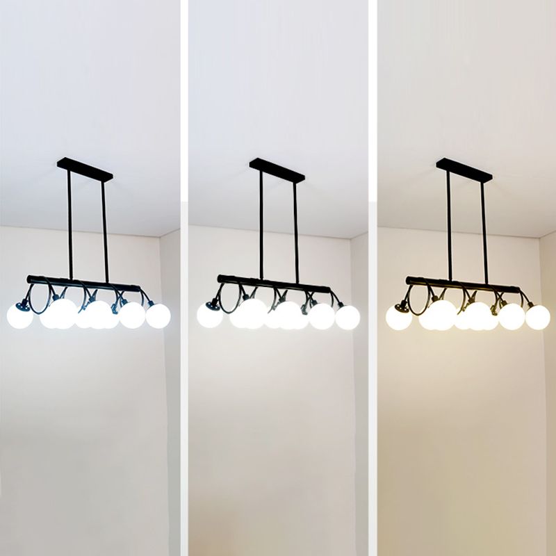 Glass Shaded Island Lighting Fixture Minimalist Style White Island Pendant Light