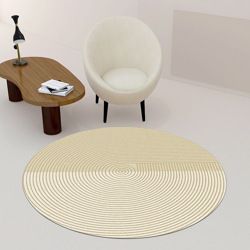 Apricot Modern Rug Polyester Stripe Indoor Rug Washable Rug for Living Room