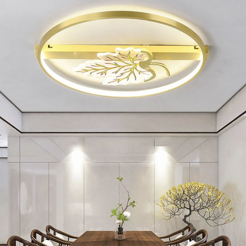 Geometry Shape Flush Mount Lamps Modern Metal 2-Light Flush Mount Fixture in Gold