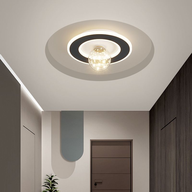 Modern Geometric Flush Light Fixture Metal 2 Light Flushmount Lighting
