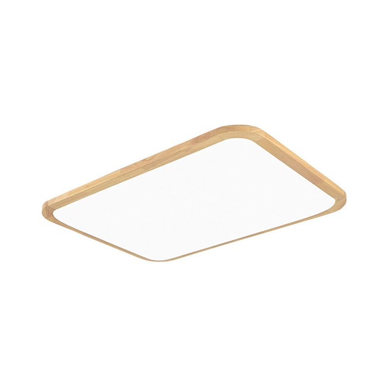 Nordic Rechteck/Quadrat LED Flush Licht Acryl Flur Deckeneinbauleuchte mit abgerundeter Ecke aus Holz, 14"/23"/39" Breite