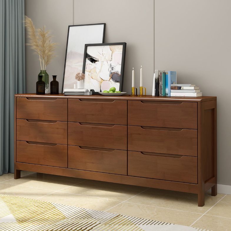 Bedroom Dresser Modern Style Rubber Wood Storage Chest with Multi Drawers