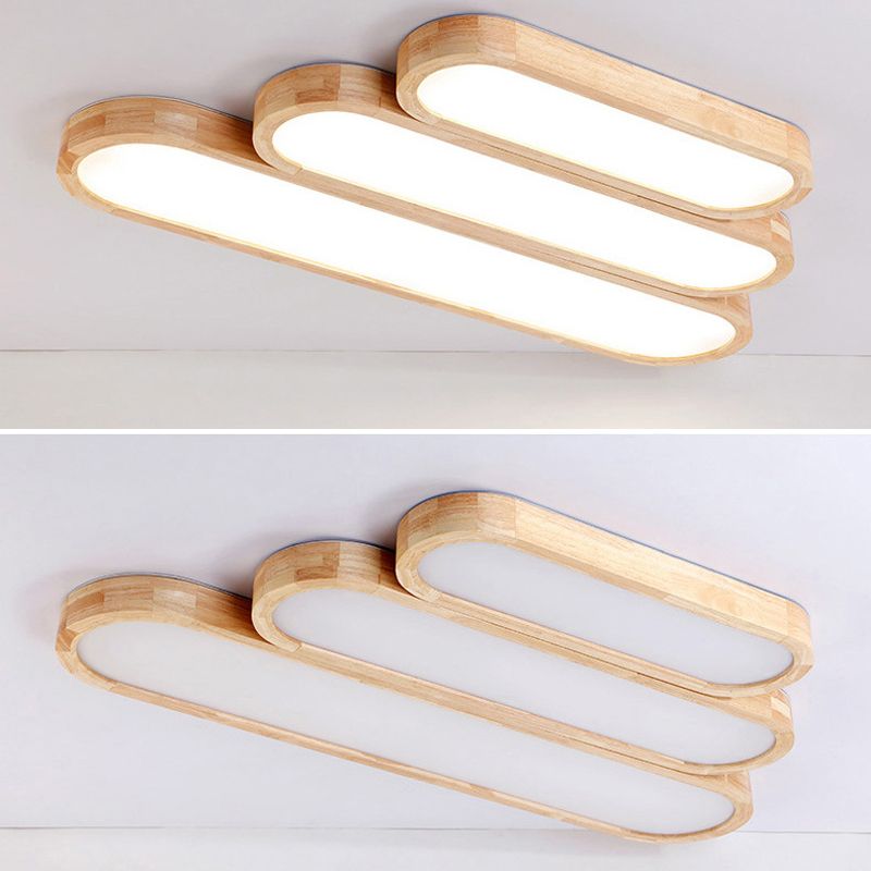 Modern Linear Flush Mount Ceiling Light Fixture Wood Flush Chandelier