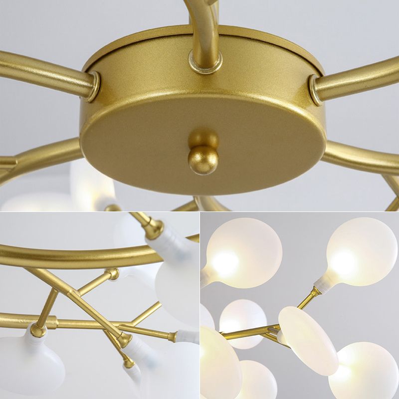 Lámpara de techo dorada contemporánea Candelera de techo de luz múltiple acrílico para sala de estar