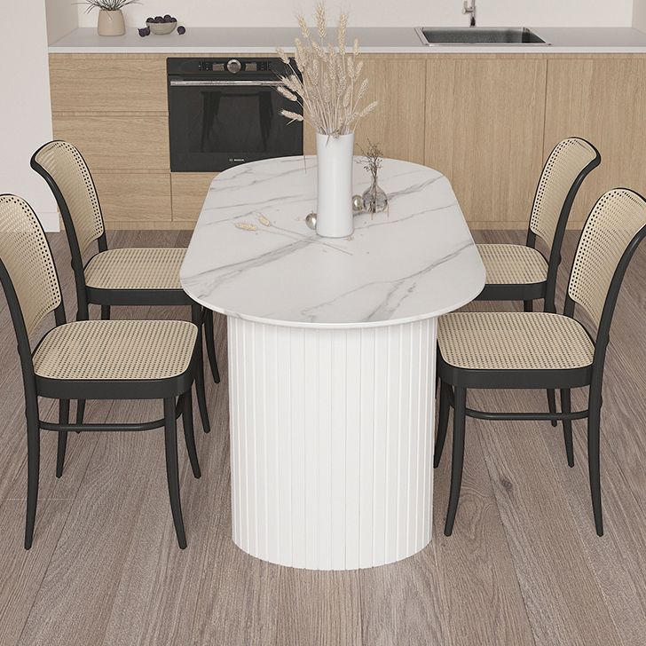 Zeitgenössischer Stil Stein Esstisch Doppelpodest für Esszimmer