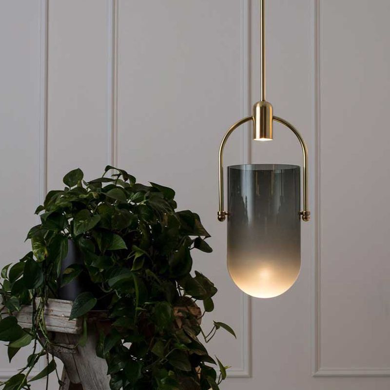 Golden moderne stijl glas hangend licht met enkele lamp mini slaapkamer verlichtingsarmatuur