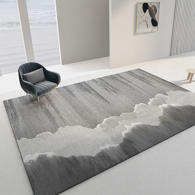 Grauston minimalistischer Innenteppich Polyester Farbe fleckigem Teppich Anti-Rutsch-Backing Teppich für Wohnkultur