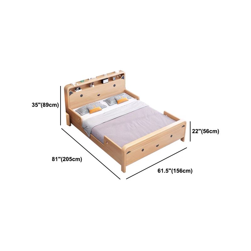 Scandinavian Rectangular Panel Headboard Standard Bed with Legs