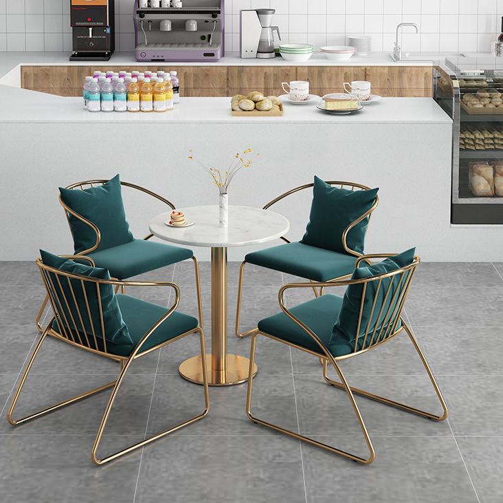 White 1/5 Pieces Dining Set Modern Style Faux Marble Dining Table Set for Home Use