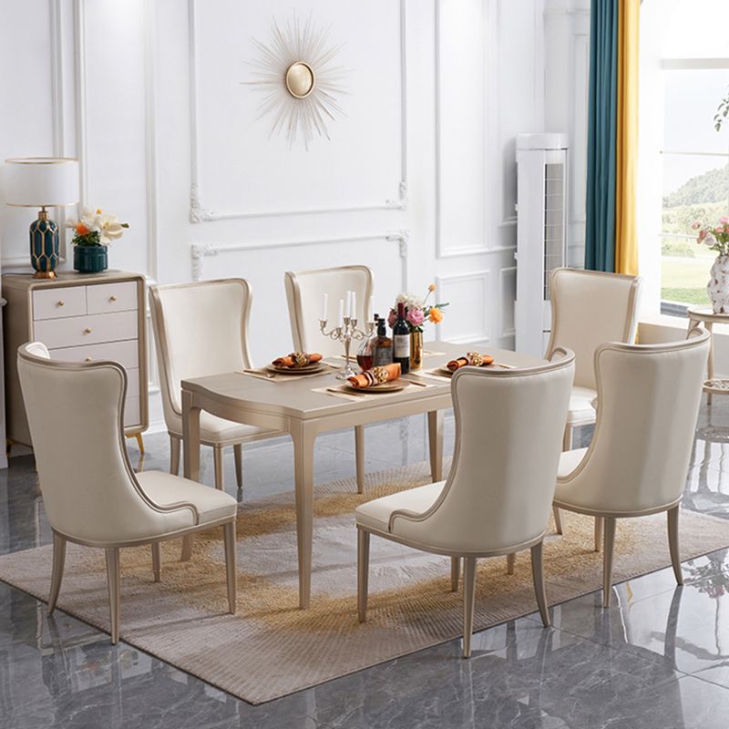 Nordic 1/2/7 Pieces Furniture Rectangle Stone Dining Table Set in White