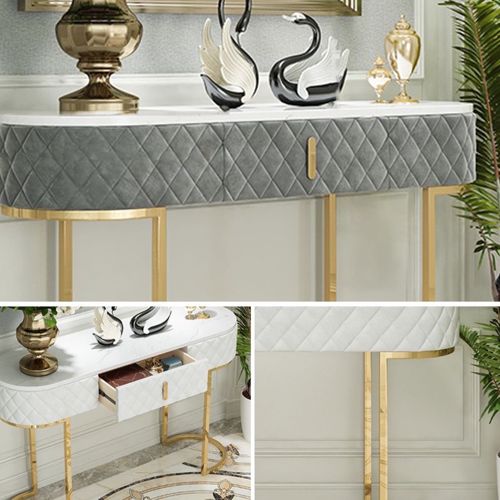 Glam Marble Console Table Golden Iron Console Sofa Table for Hall