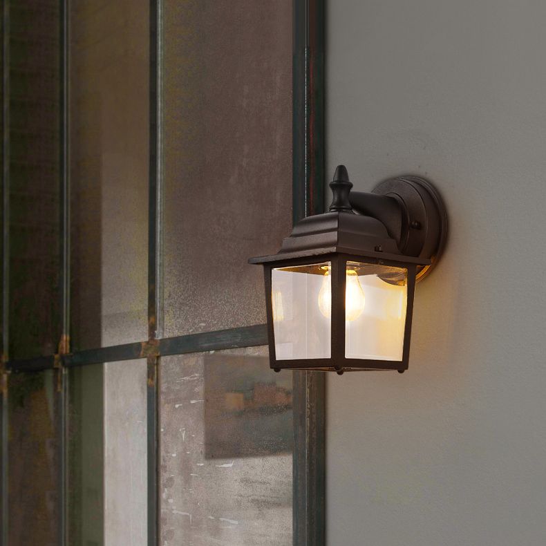 Schwarze quadratische Wandbeleuchtung minimalistische Glas Außenwandleuchten Beleuchtung