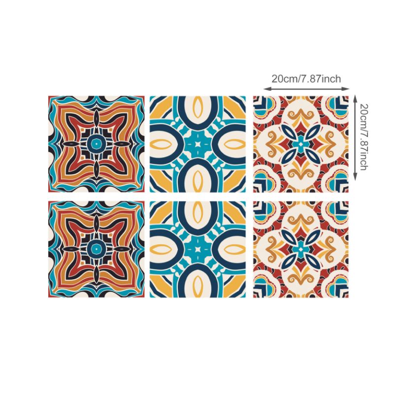 Blue Flower-Like Wallpaper Panels Peel and Paste Boho Dining Room Wall Decoration