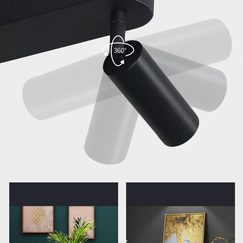 3-Lights Cylindrical LED Island Light Double Spotlight Design Modern Style Simplicity Lighting Pendant in Black