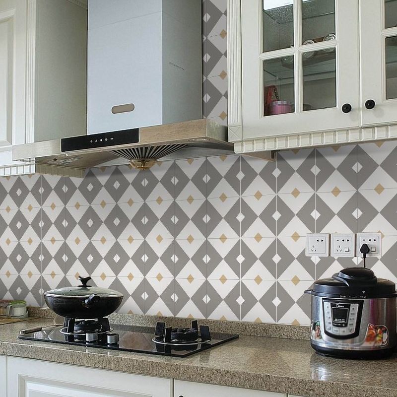 Grey Diamond Pattern Wallpaper Panels Easy Peel off Modern Kitchen Wall Covering